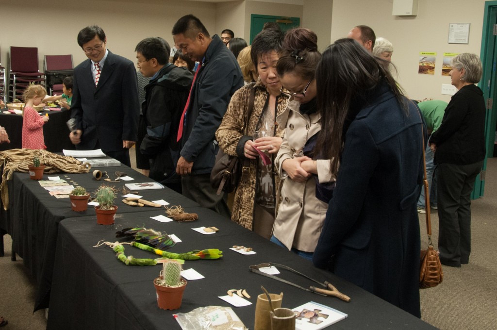 Crowd viewing the artifacts.